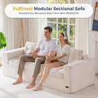 MAXYOYO 79" Loveseat Sofa Couch for Small Spaces, Upholstered Boneless Cloud Couch for Apartment Bedroom, 2-Seater Love Seat Floor Modern Sofa with Pillows, No Assembly Required, Beige