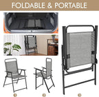 Yaheetech Outdoor Patio Chairs Set of 4, Folding Patio Chairs with Metal Frame, Armrests, Portable Dining Chairs for Camping, Lawn, Garden and Porch, Gray