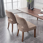 VKNOW Wooden Dining Chairs Set of 4, Modern Fabric Upholstered Dining Room Chair Kitchen Chairs, Farmhouse Dinner Chair for Kitchen Dining Room, Brown