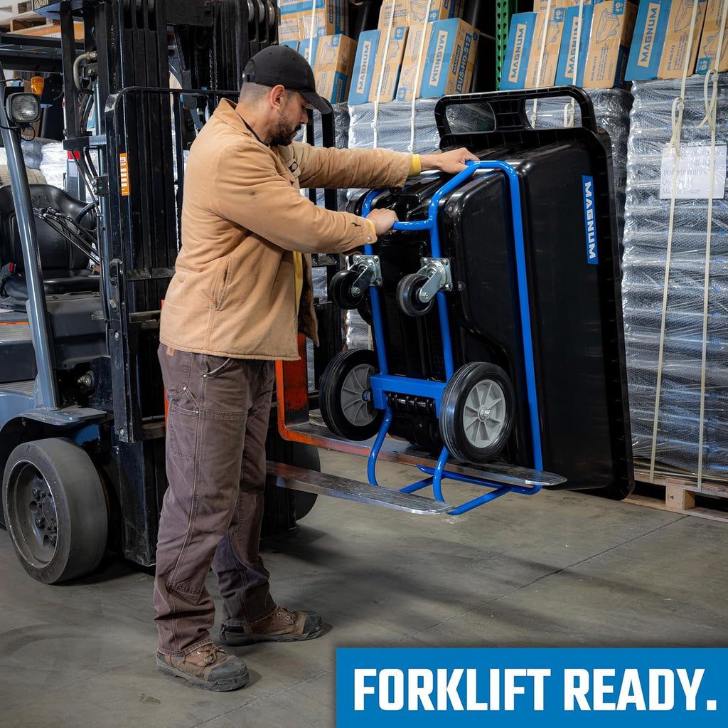 Tilt Truck, 1/2 Cu. Yd. Capacity Dump Cart with Heavy Duty 12” Wheels & 5” Casters & Forklift-able Frame for Jobsites, 850 lbs, Trash Cart with Wheels DUC12T-F-04PK (4-Pack)