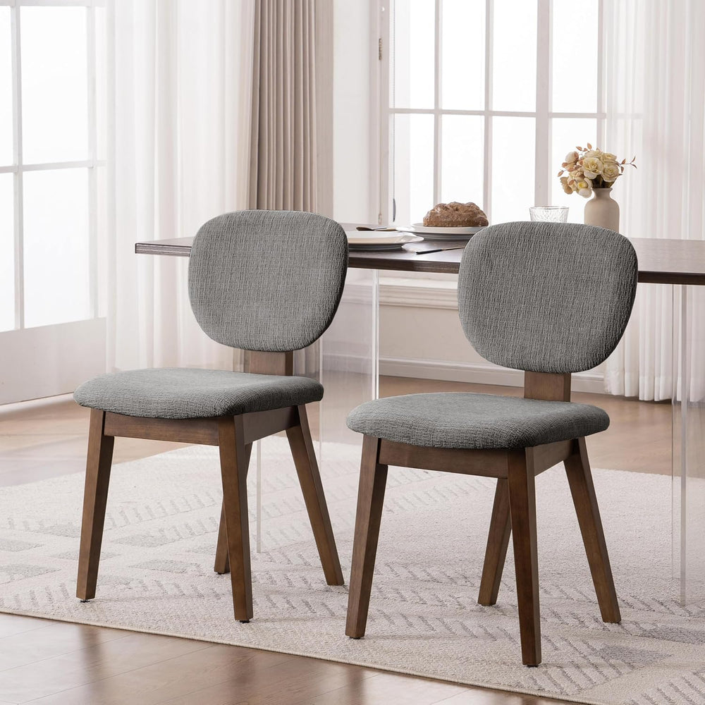 VKNOW Wooden Dining Chairs Set of 2, Mid Century Modern Upholstered Kitchen S...
