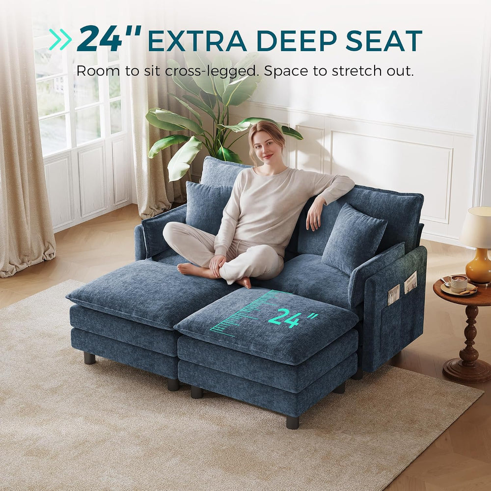 LINSY HOME 65'' Modular Sectional Sofa Love Seat Couch Chenille Cloud...