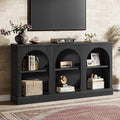Tribesigns TV Stand for 55/60/65 Inch TV, Farmhouse Entertainment Center with Storage Cabinets, Modern Media Television Console Table for Living Room Bedroom, Black