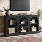 Tribesigns TV Stand for 55/60/65 Inch TV, Farmhouse Entertainment Center with Storage Cabinets, Modern Media Television Console Table for Living Room Bedroom, Black