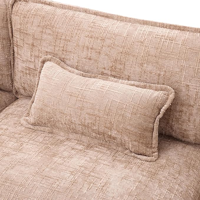 Ball & Cast Modular Sectional Sofa,L Shaped Couch with Movable Storage Ottoman,Chenille Upholstered Sofa W/USB Charging Port,Phone Holder and Side Pocket,for Living Room,Apartment,Khaki,109"
