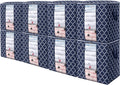WISELIFE Storage Bags 8 Pack/100L Large Blanket Clothes Organization and Storage Containers for Comforters,Bedding, Foldable Organizer with Reinforced Handle, Clear Window, Sturdy Zippers,Blue