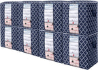 WISELIFE Storage Bags 8 Pack/100L Large Blanket Clothes Organization and Storage Containers for Comforters,Bedding, Foldable Organizer with Reinforced Handle, Clear Window, Sturdy Zippers,Blue