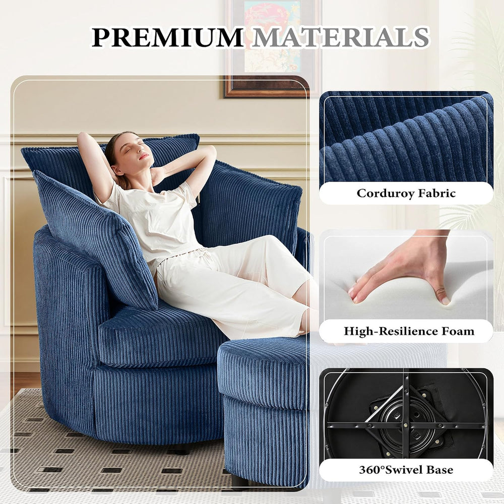 Vanity Accent Chair Swivel Living Room Chairs Curve Back Reading Chair with A...