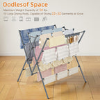 HOMIDEC Drying Rack Clothing,Large 12 Drying Poles with Sock Clips Clothes Drying Rack,Foldable Portable Laundry Drying Rack for Air Drying Clothing,Towels,Delicate Eac,Indoor Outdoor Use.Silver