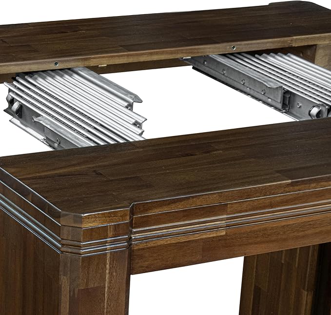X12X2-008-28 - 13-Pc Dining Room Table Set includes an Extendable Rectangle Kitchen Table and 12 Stackable Polyester Fabric Dining Chairs, 39x120 Inch, Antique Walnut