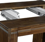 X02DA-208-12 - 5-Pc Kitchen Table Set includes an Extendable Rectangle Kitchen Table, 2 Polyester Fabric Dining Chairs and 2 Modern Benches, 39x120 Inch, Antique Walnut