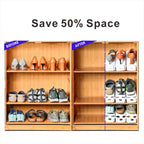 Shoe Slots Organizer, 12PCS Adjustable Double Layer Stack Shoe Rack, 50% Space-Saving Storage Rack Holder, Black