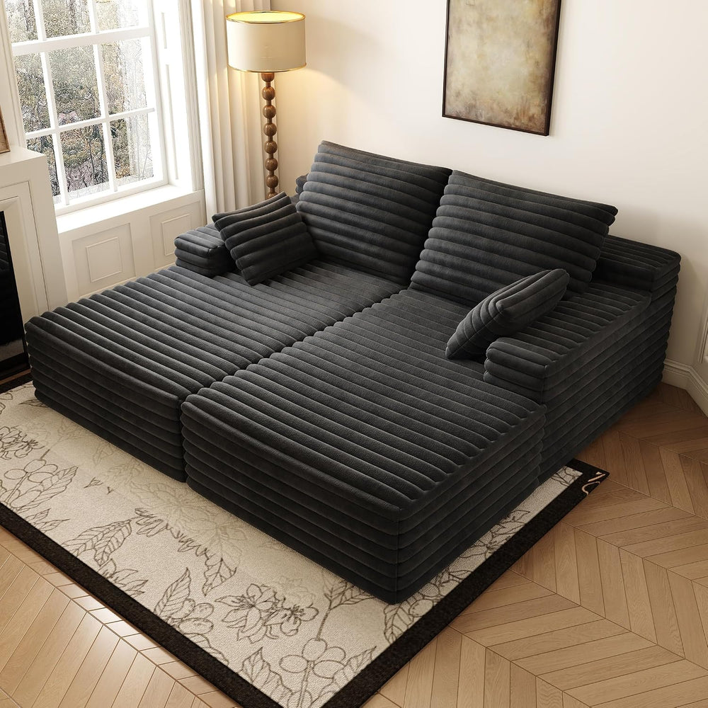 80” Oversized Double Lounge Chaise,Cloud Plush Sofa Bed,Upholstered Cloud Sof...