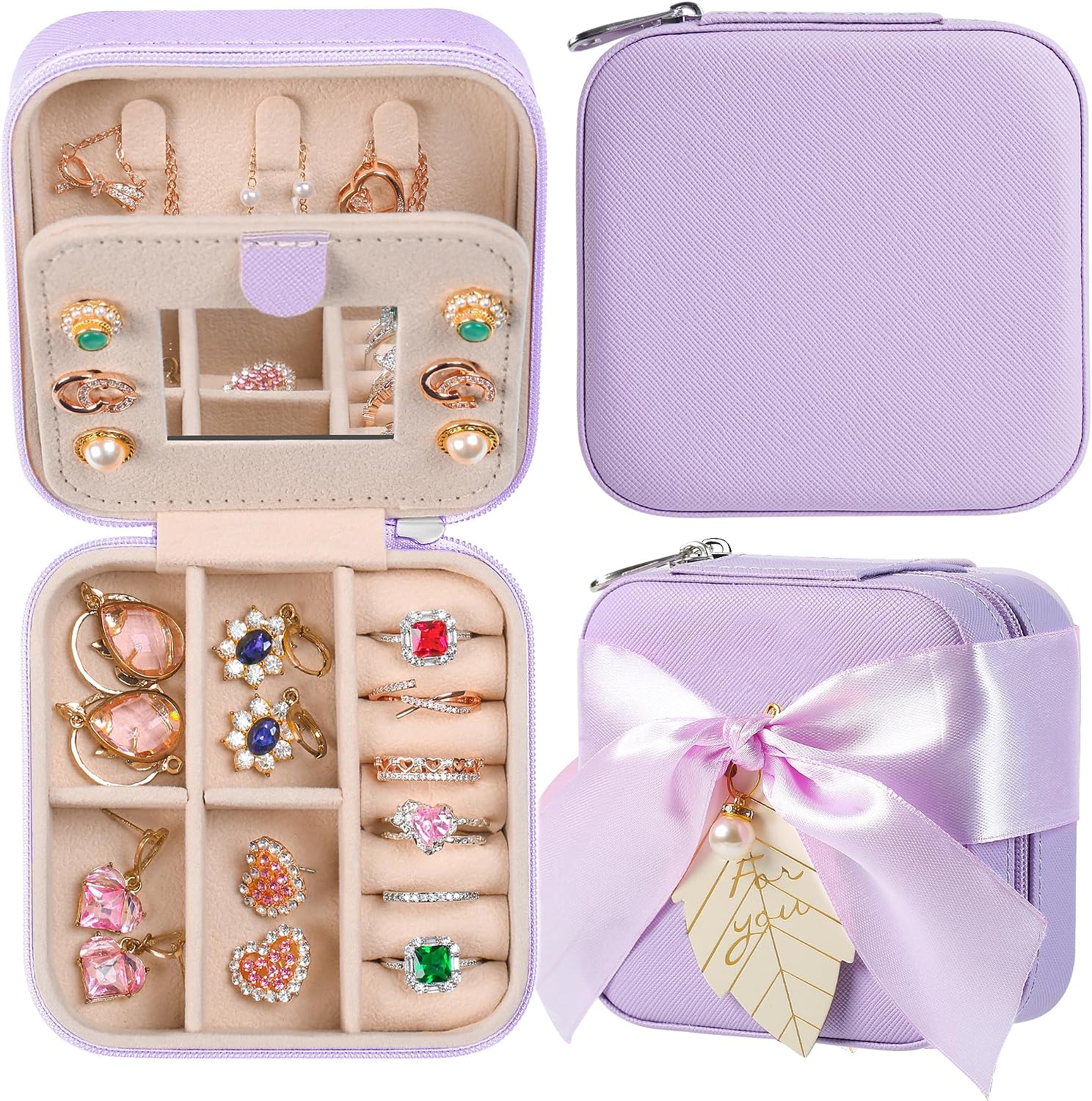 AYGXU Travel Jewelry Box for Women and Girls - Small Case With Initial A-Z - Teacher Gifts