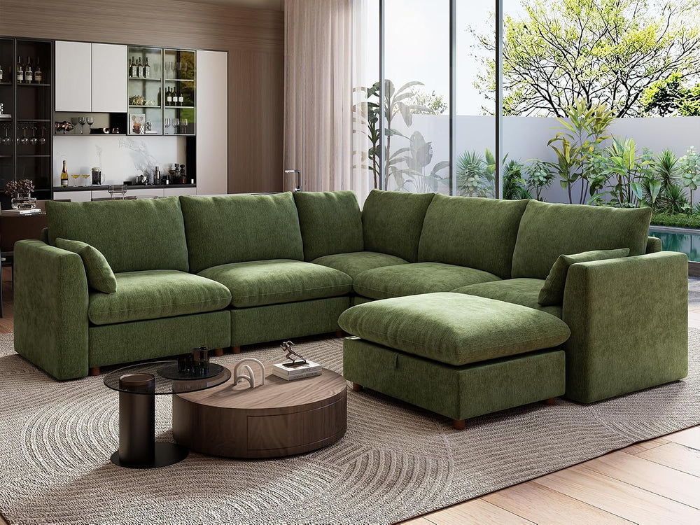 Ihanherry 111" Oversized Modular Sectional Sofa, Modern V Shaped Cloud C...