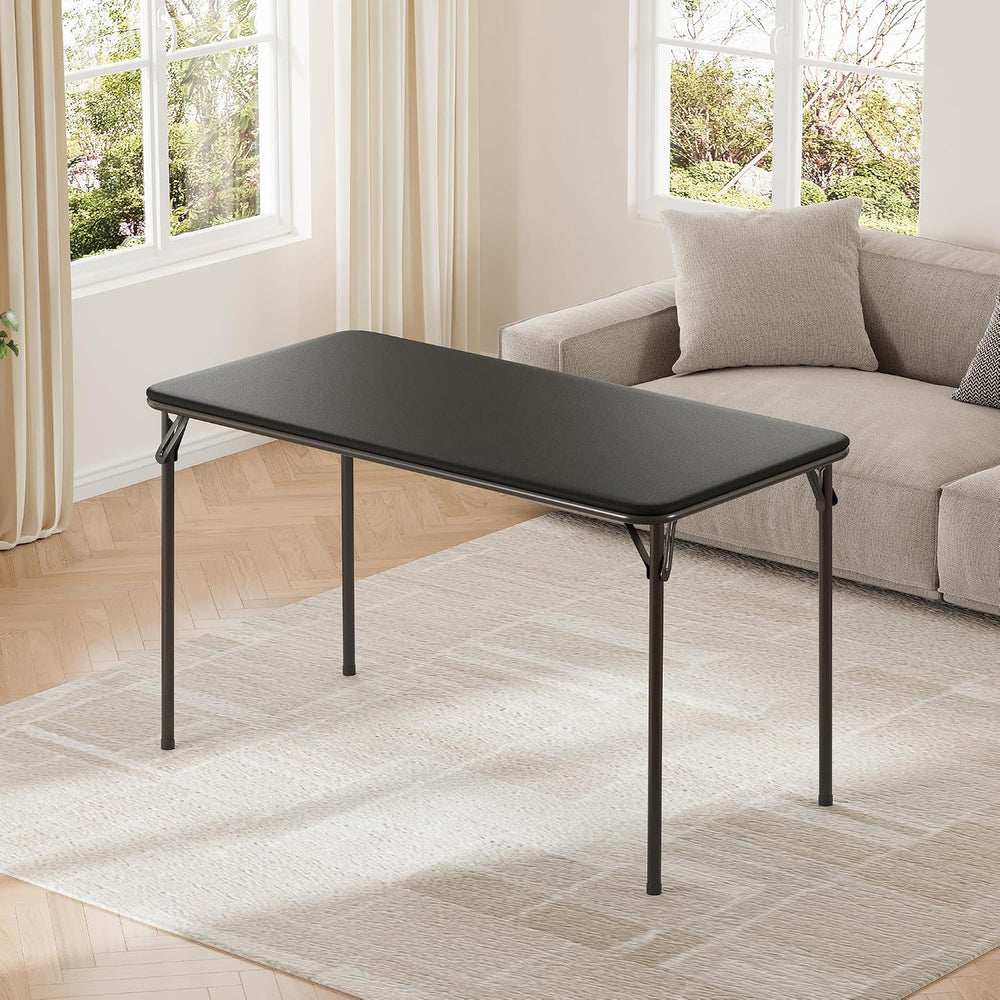 IDEALHOUSE 4 Feet Folding Table, Protable Foldable Card Table, Black | Metal ...