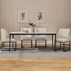 Yaheetech Upholstered Dining Chairs Set of 4 Modern Kitchen Chairs with Mid Back Padded Seat and Metal Legs for Dining Room, Living Room, Restaurant, Armless Design, Beige