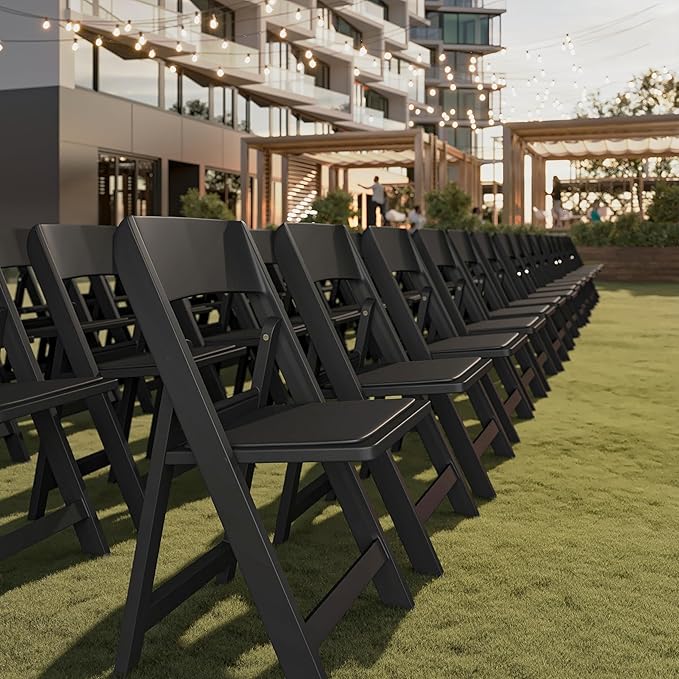 Flash Furniture Hercules Tucker Commercial Black Resin Folding Chair - Lightw...