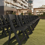 Flash Furniture Hercules Tucker Commercial Black Resin Folding Chair - Lightweight, Vinyl Padded Removable Seat, Indoor Outdoor Use, Event & Wedding Ready, Set of 4