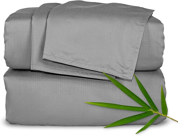 Twin XL Sheets by Pure Bamboo, Genuine 100% Organic Viscose Derived from Bamboo Bed Sheet Set, Luxuriously Soft & Cooling, Double Stitching, Lifetime Quality Promise (Twin XL, Stone Grey)