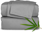 Split King Sheets by Pure Bamboo, Genuine 100% Organic Viscose Derived from Bamboo Bed Sheet Set, Soft & Cooling, Double Stitching *Not for Split Top (Split King, Stone Grey)