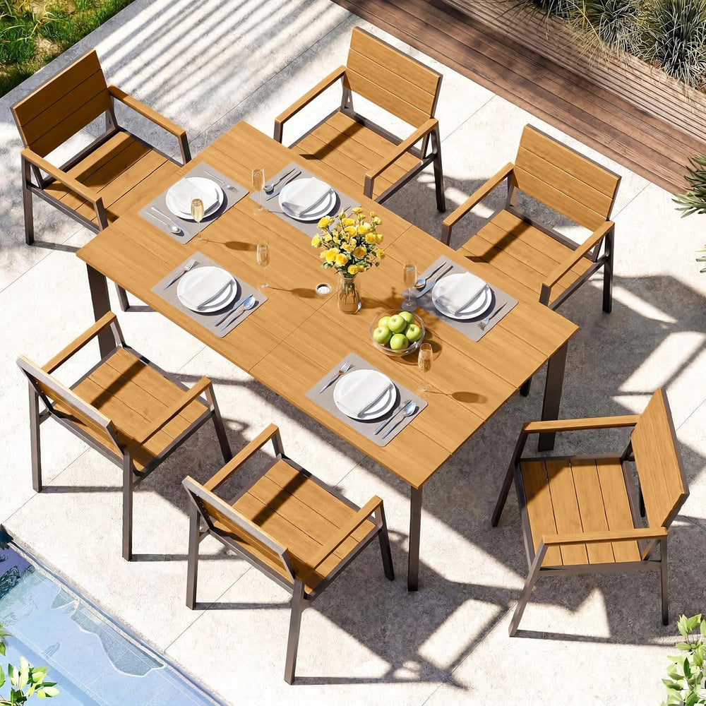 Outdoor Dining Set, Aluminum Patio HDPS Outdooor Table and Chairs Set with Um...