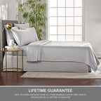 Split King Sheets by Pure Bamboo, Genuine 100% Organic Viscose Derived from Bamboo Bed Sheet Set, Soft & Cooling, Double Stitching *Not for Split Top (Split King, Silver Pearl)