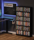 6 Tier DVD Storage Shelf, Media Shelf with Adjustable Shelves, Black | Media Organizer Shelf for DVDs, Video Games & Movies, Holds Up to 150+ DVDs