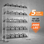 Storage Shelves Heavy Duty, 45" W x 20" D x 72" H Garage Wire Shelving Unit Loads 2000LBS, 5-Tier Adjustable Metal Industrial Utility Shelf Rack for Kitchen, Laundry Room, Pantry, Warehouse, Basement