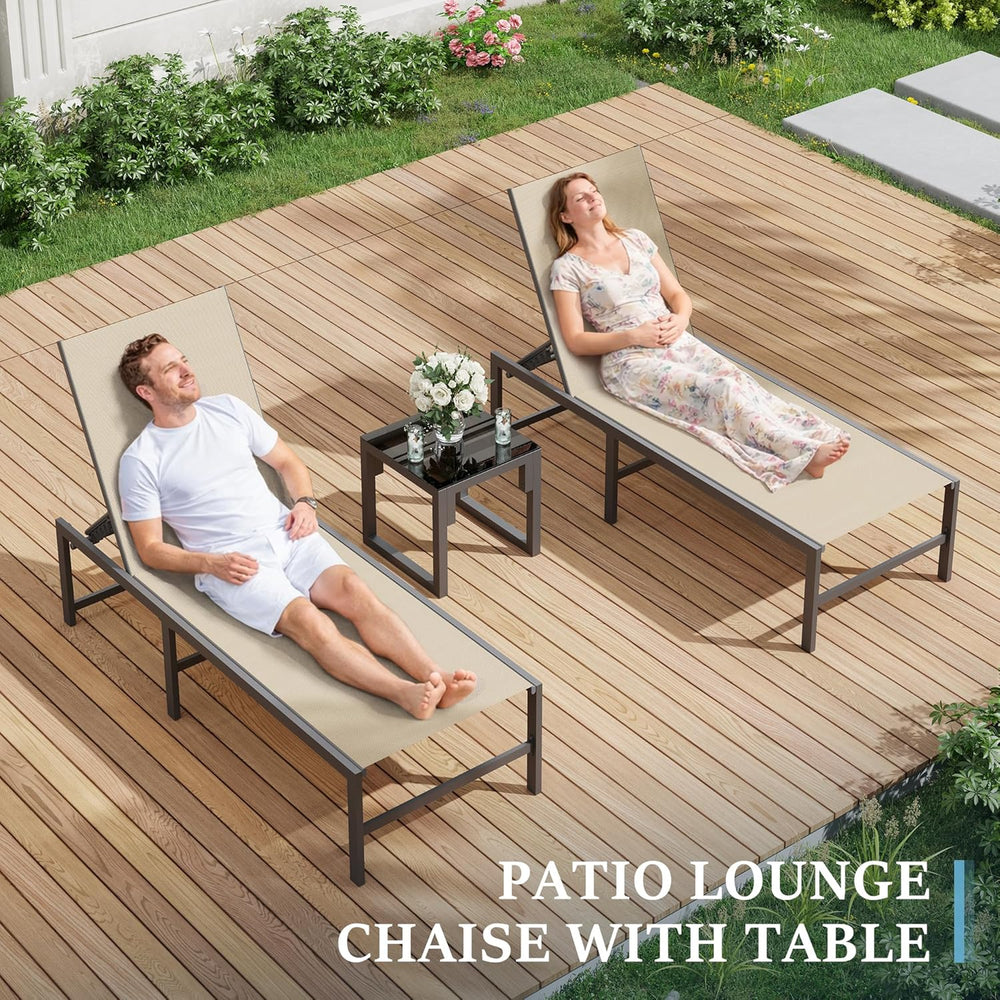 UDPATIO Chaise Lounge Chair Patio Pool Lounge Chair Outdoor with 5 Position A...