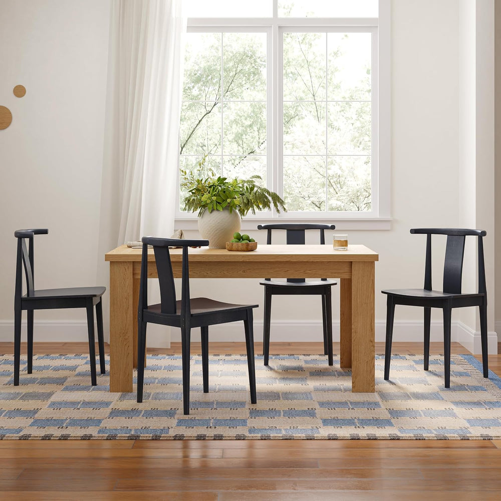 EYYTHUNG Wood Dining Chairs Set of 2, Farmhouse Kitchen Chairs with Curved Ba...