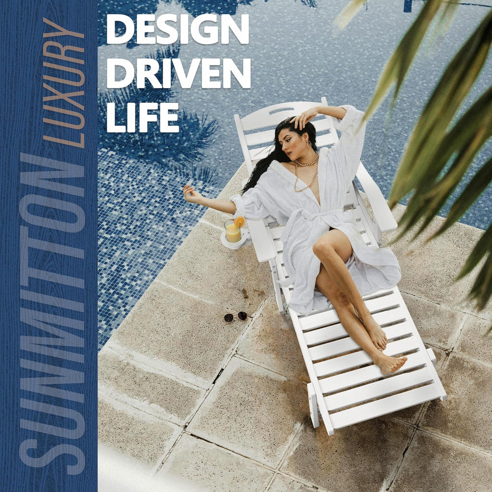 Patio Chaise Lounge Chair Set of 2, HDPE Outdoor Lounge Chairs with 5-Positio...