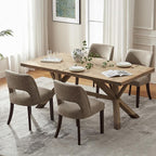 VKNOW Modern Dining Chairs Set of 4, Faux Leather Upholstered Dining Room Chair Kitchen Chairs, Farmhouse Dinner Chair for Kitchen Dining Room, Taupe