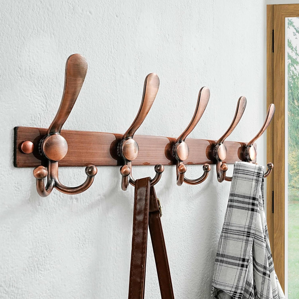 Dseap Coat Rack Wall Mount 2.0 Pro: Heavy Duty 300% Thicker, 16" Stud Mount, Stainless Steel Wall Coat Hooks Hanger for Clothes Jackets Hats Entryway Closet, MaxStrong Series, Antique Copper