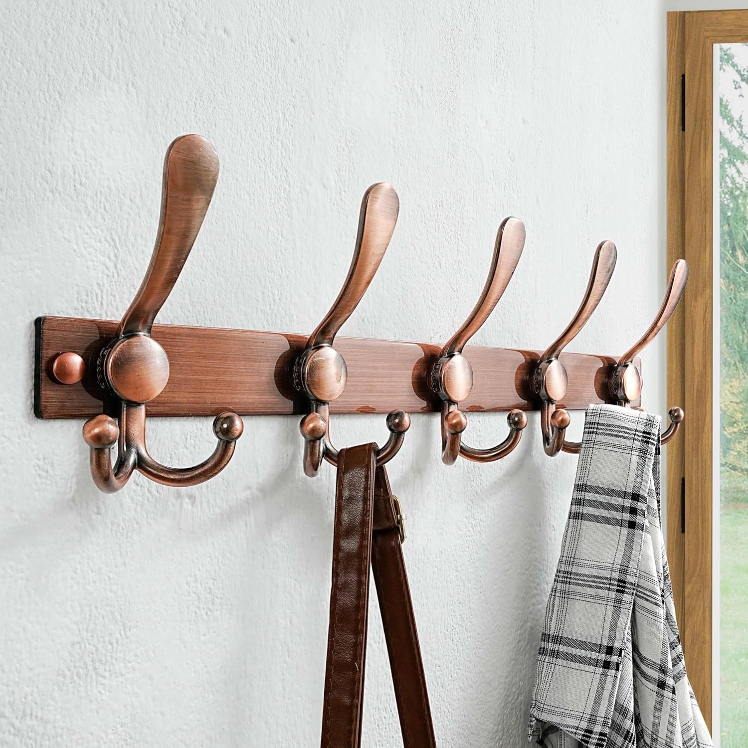 Dseap Coat Rack Wall Mount 2.0 Pro: Heavy Duty 300% Thicker, 16" Stud Mount, Stainless Steel Wall Coat Hooks Hanger for Clothes Jackets Hats Entryway Closet, MaxStrong Series, Antique Copper