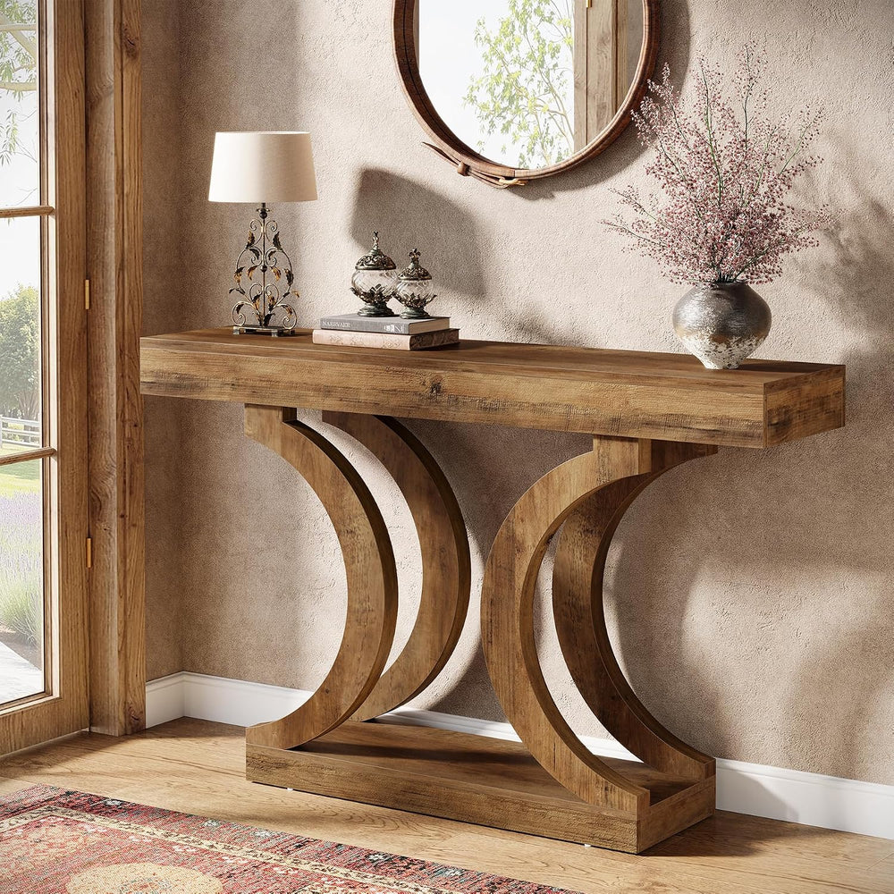 Tribesigns 43-Inch Farmhouse Curved Console Entryway Table for Living Room | ...