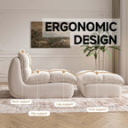 YVDNHP Bean Bag Chair with Ottoman, Cozy Comfy Reading Nook Chairs, Ultra Soft Corduroy Fabric Bean Bag Chairs for Adults, Reading Chair with Ottoman for Living Room, Bedroom Apartment (Beige)