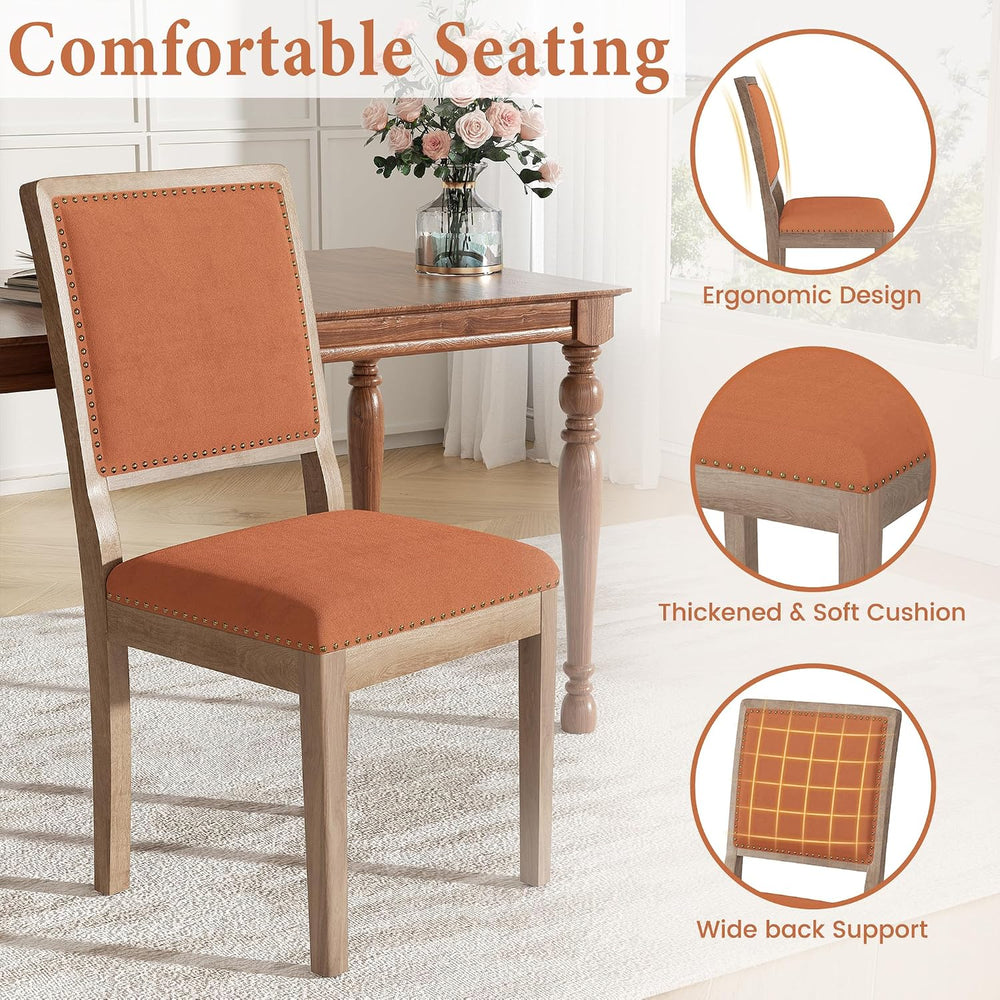 Dining Chairs Set of 2, Mid Century Modern Upholstered Dining Room Chairs, Fa...