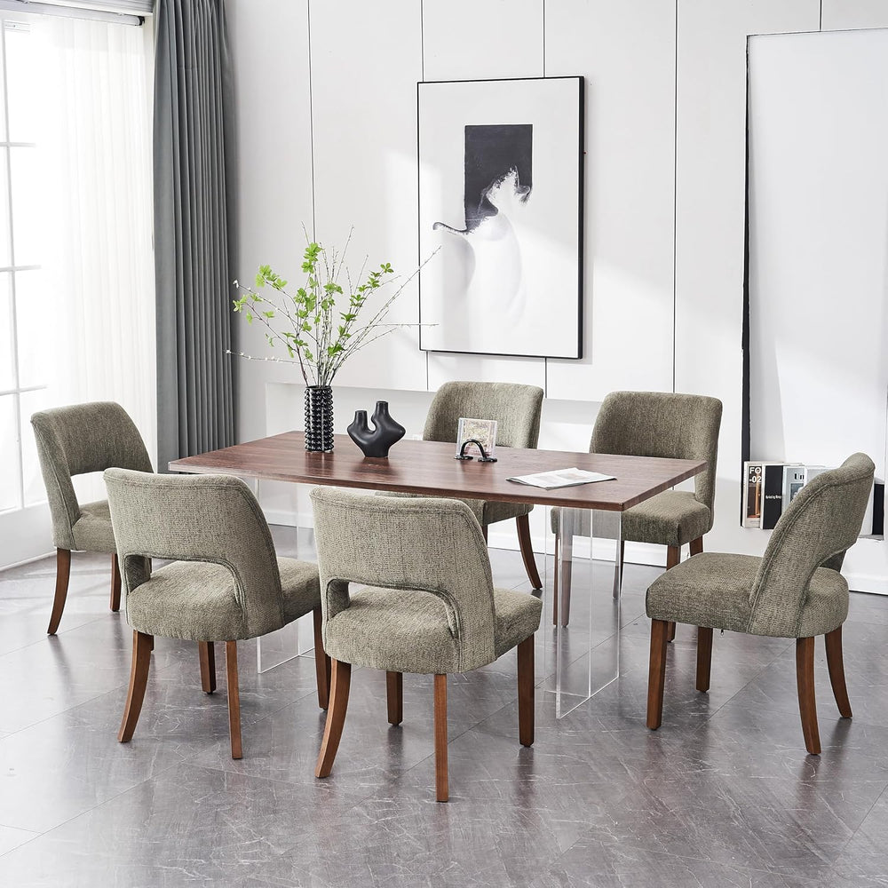 VKNOW Dining Chairs Set of 6, Fabric Dining Chairs, Green
