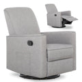 Evolur Raleigh Upholstered Manual Glider Recliner– Rocking & 360° Swivel with Smooth Glide – Greenguard Gold & FSC Certified – Modern Nursery and Living Room Chair in Light Grey