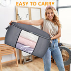 90L Large Blanket Storage Bags, 8 Pack Clothes Storage Bag Comforter Storage Bin with Reinforced Handle and Lid Foldable Closet Organizer and Storage Containers for Bedding Sheets and Duvet