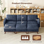 Vesgantti 97" Modular Sectional Sofa Drak Blue, Sectional Couch with Movable Ottoman, Comfy Corduroy Couch with Spring Cushion, Modular Sofa with Deep Seat for Living Room, Bedroom and Apartment