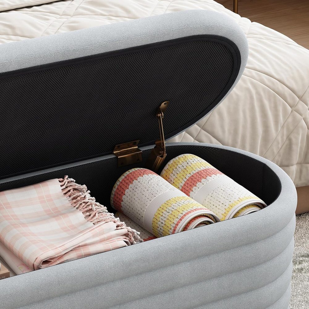 40 inch Upholstered Storage Ottoman Bench,Ready to go,Light Grey