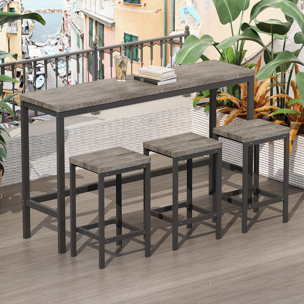 Merax Modern Design 4-Piece Counter Height Extra Long Dining Table Set with 3...