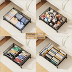 Yecaye Under Bed Storage with Wheels, 2 Pack Under Bed Shoe Storage Organizer Drawer, Tool-free Assembly Metal Underbed Storage Containers for Clothes, Shoes, Toys, Black