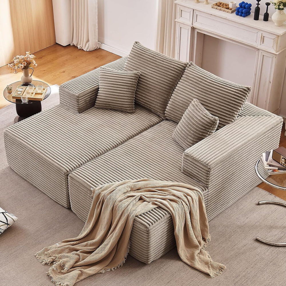 75"Oversized Chaise Lounge Chair,Sectional Double Lounge Chaise with Pil...