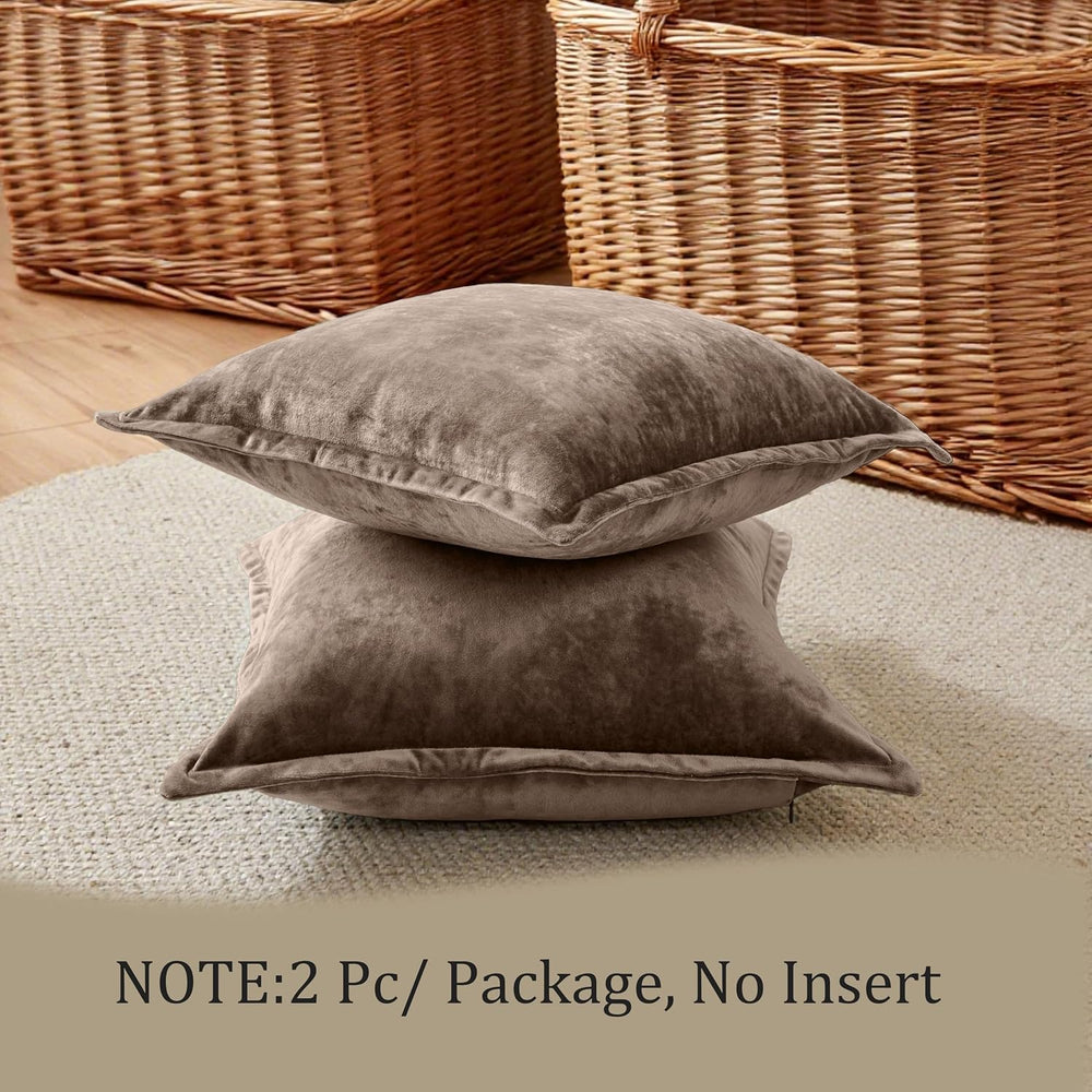 Velvet Pillow Covers 2 Pack Soft 26x26 Pillow Covers Solid Square Euro Shams ...