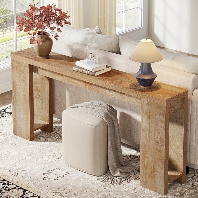 Tribesigns 70.9-Inch Extra Long Console Table, Farmhouse Wood Sofa Table Behi...
