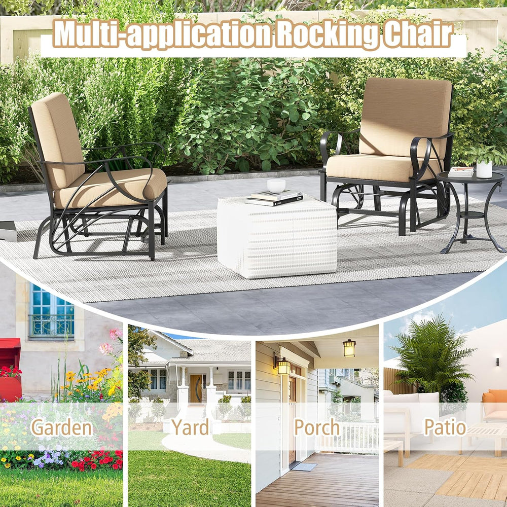 GIANTEX Patio Glider, Outdoor Rocking Chair with Thick Cushion | Sprayed Meta...
