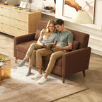 WLIVE 62" Loveseat Sofa, Mid Century Modern Small Couches for Living Room, Button Tufted Upholstered Couch for Bedroom, Solid Wood Frame, Easy to Install Furniture, Brown